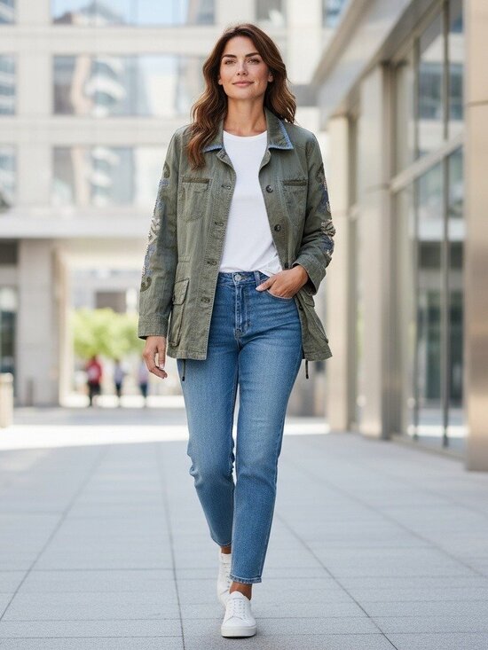 Anthropologie Jackets & Blazers - Anthropologie Hei Hei Military-Inspired Olive Green Jacket With Embroidered Slee